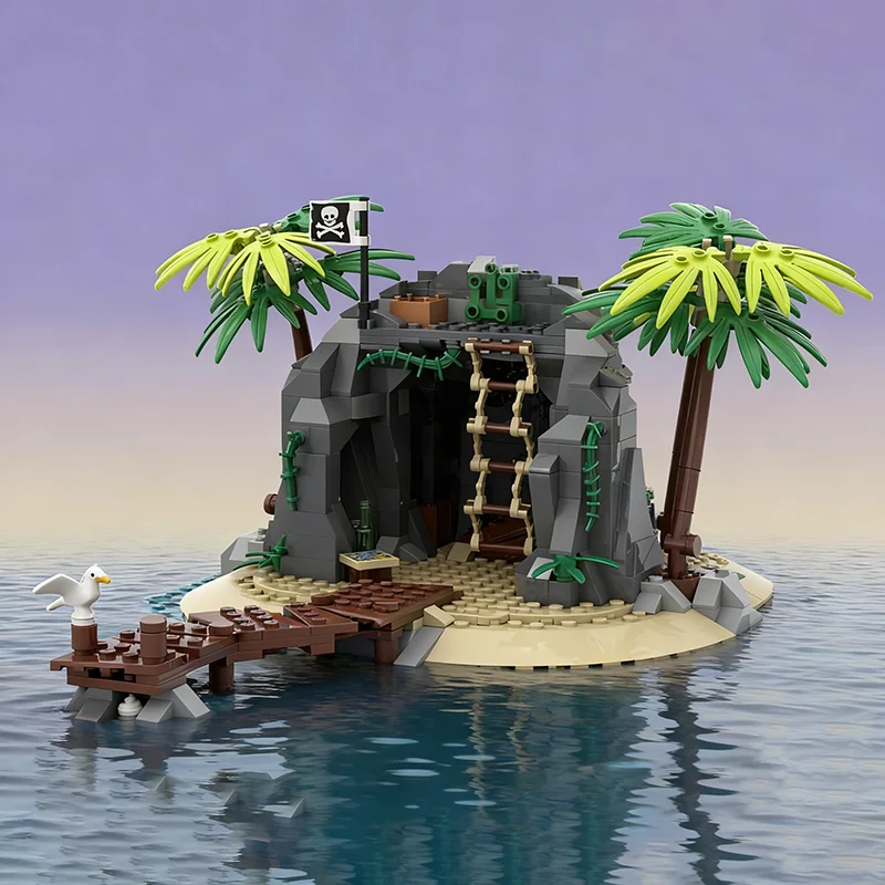 618 pçs moc crânio ilha piratas modelo blocos de construção arquitetura presente natal brinquedos diy ideia criativa educação tijolo crianças