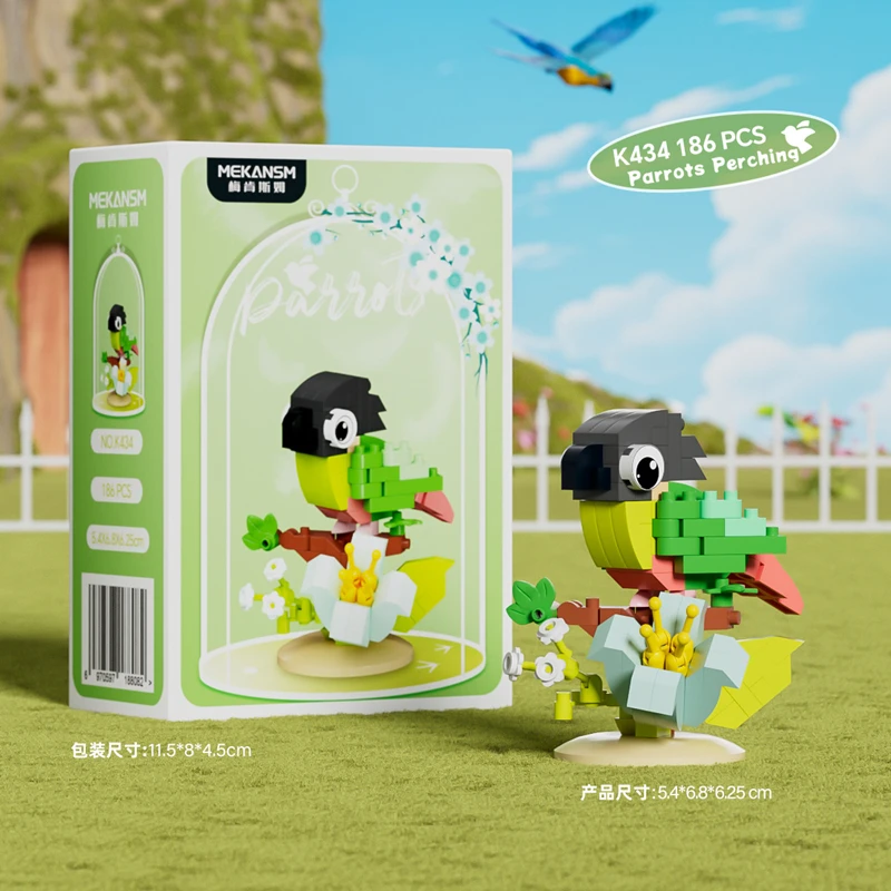 Blocs de construction éducatifs créatifs pour perroquets et oiseaux, architecture d'apprentissage élégante avec des fleurs colorées, jouets pour oiseaux