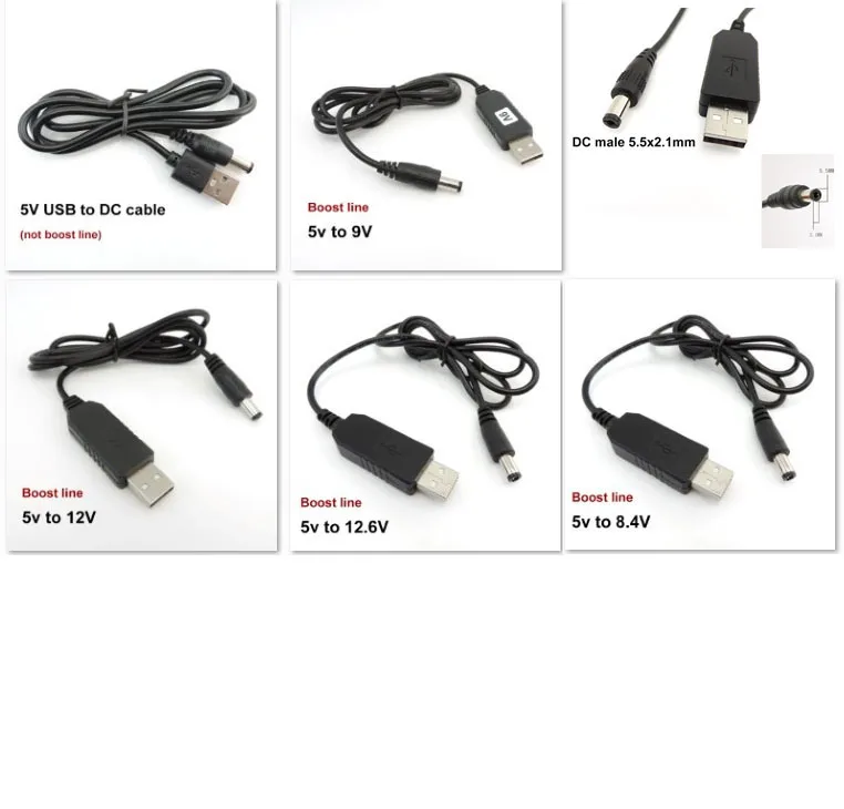 Picture 5: DC 5V to USB 9V 8.4V 12V 12.6V Step UP Module Power Boost Line power supply connector cable adapter Converter for power bank