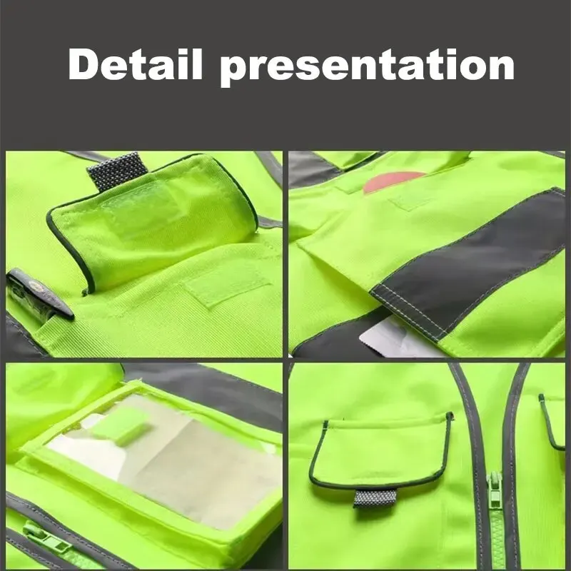 Multi-pocket Reflective Safety Vest Traffic Vest Railway Coal Miners Uniform Breathable Racing Running Sports