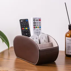 Multifunctional 5 Grid Desktop PU Leather Organizer Remote Control Storage Box Cosmetics Makeup Brush Holder Sundries Stand