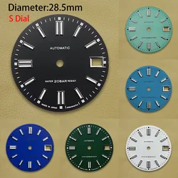 28.5mm S Logo Matte Tiffany Blue Dial Suitable For NH35 Movement C3 Strong Green Luminous Watch Modification Accessories