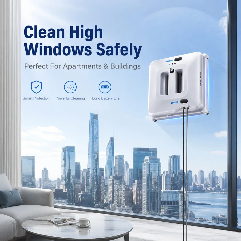 SIHAO Automatic Robotic Window Cleaner Dual Water Spray Suction Anti-falling For Window Washing Glass Outside Remote Control