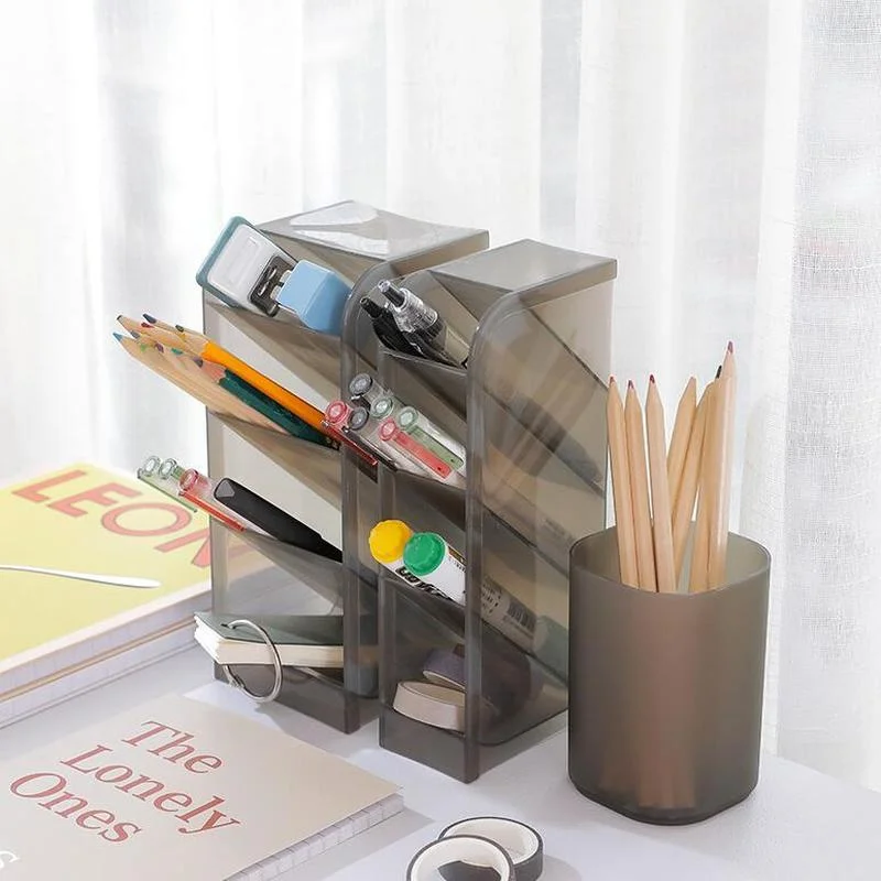 Creative Multifunctional 4 Grid Desktop Organizer Pen Holder Makeup Storage Box School Office Accessories Stationery