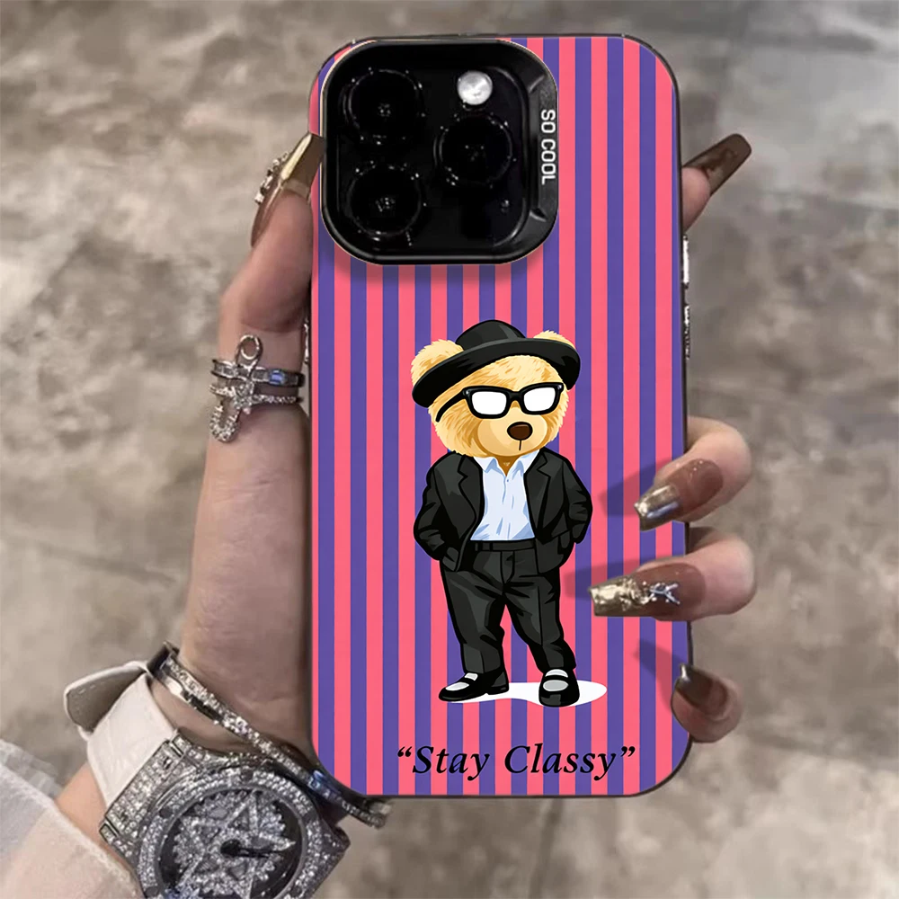 Für Samsung Galaxy S21 S26 S25 S24 S23 S22 Ultra Plus FE Hülle Gestreiftes Niedliches Bärenmuster Cover Für A16 A15 A36 A54 A55 A56 Funda – Detail 14