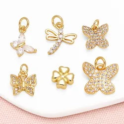 OCESRIO White Crystal Butterfly Charms for Bracelet Copper Gold Plated Dragonfly accesorios de joyería envio gratis chma280
