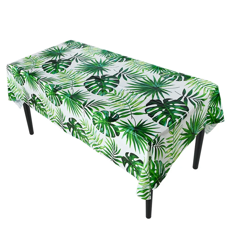 

1pc Green Palm Leaf Tablecloth PEVA Summer Tropical Leaf Plastic Disposable Tablecloth Birthday Wedding Party Decoration