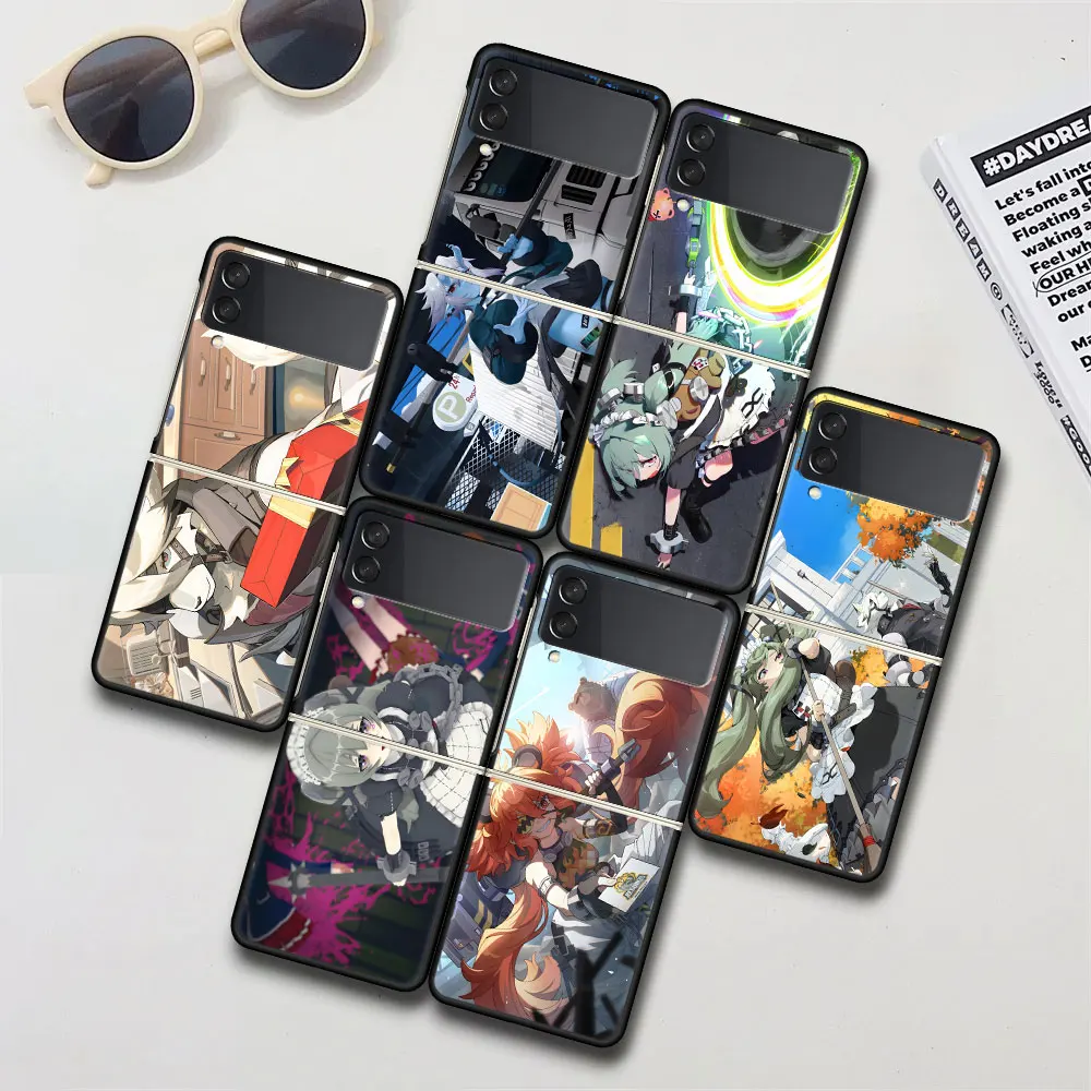 Zenless Zone Zero Role ZZZ Case for Samsung Galaxy Z Flip 4 3 5G Hard Black Cell Phone Cover Flip4 Flip3 PC Bumper Zflip4 Zflip3