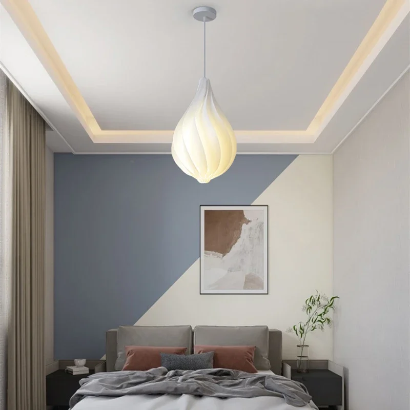 

Nordic LED White PVC Wave Pendant Lamp For House Bedroom Bedside Office Kitchen Bar Home Furniture Decor Lighting Fixtures