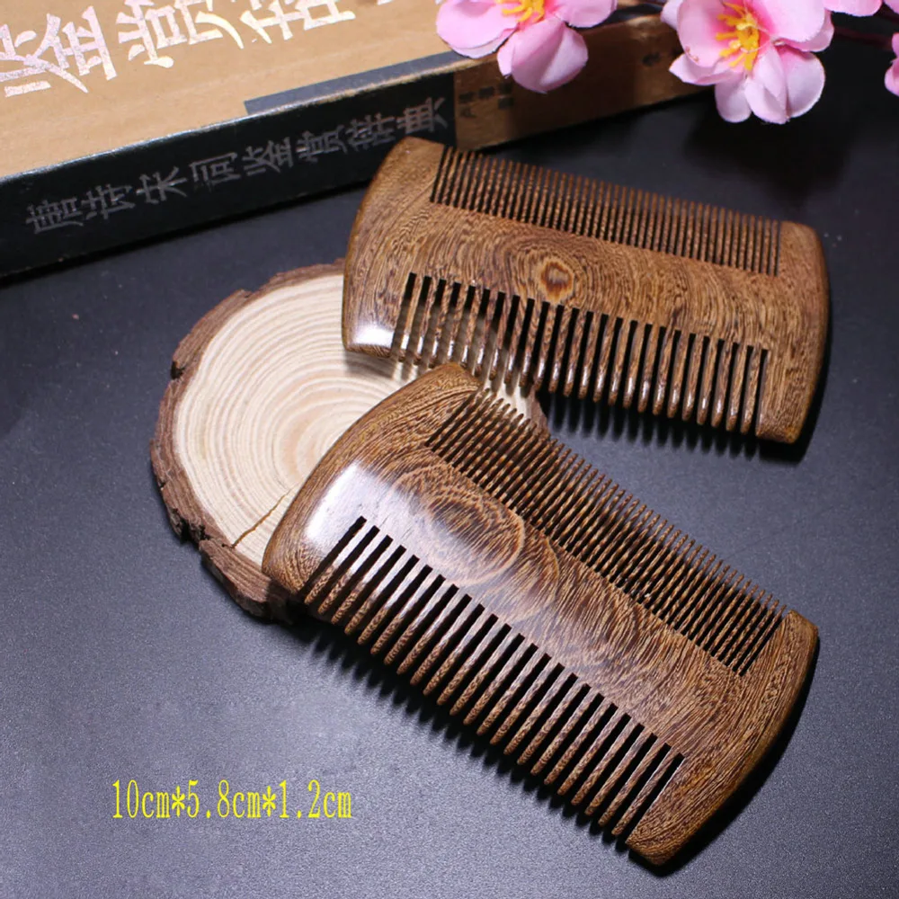 Vintage Sandalwood Comb Pocket Handmade Beard&Hair Anti-Static Wooden Comb Brush Gold Wire Sandalwood Bar Comb Hair Care Tools