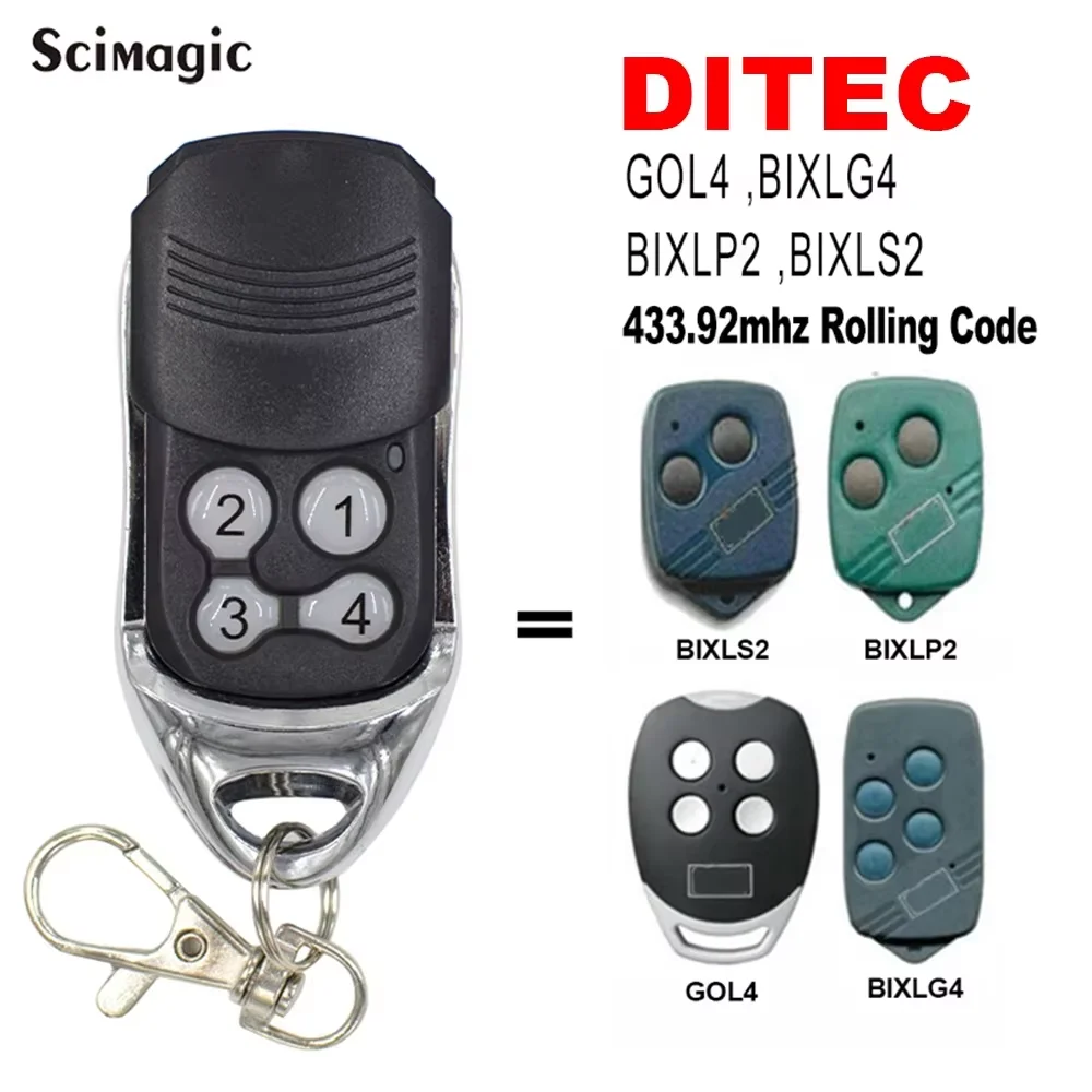 

Ditec 433.92MHz Rolling Code Remote Control DITEC GOL4 BIXLG4 BIXLP2 BIXLS2 Gate Handheld Command Transmitter