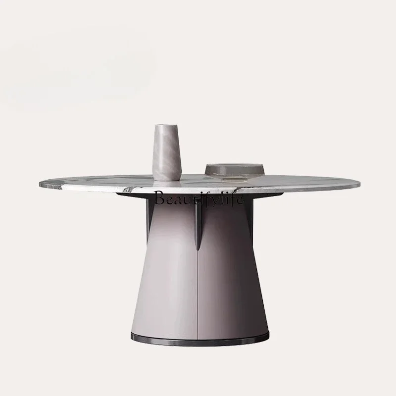 

FG17Light Luxury Italian Style Natural Marble Dining Table Modern Restaurant Furniture High-end Luxury Stone Round Table