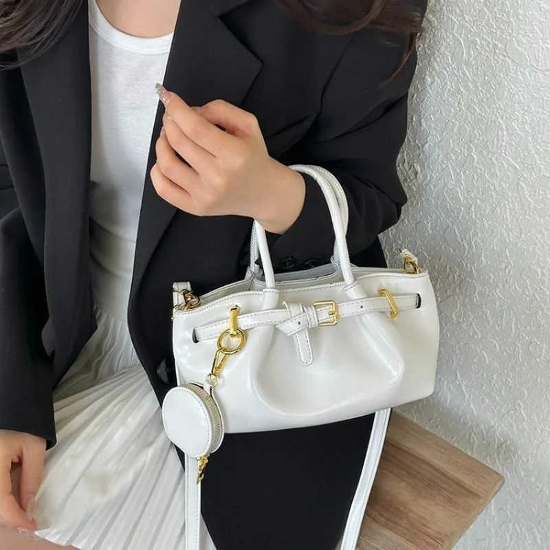 Leather Diaper Bag Original High End Minimalist Square Satchels Textured Retro Shoulder Bag For Women Commuter