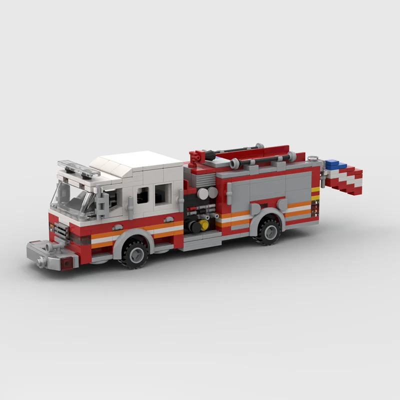 Urban Car Moc Bausteine, Motor 64, Brandbekämpfung, Modellbau, Technologie, modularer Block, DIY, Weihnachtsspielzeug, Urlaubsgeschenke