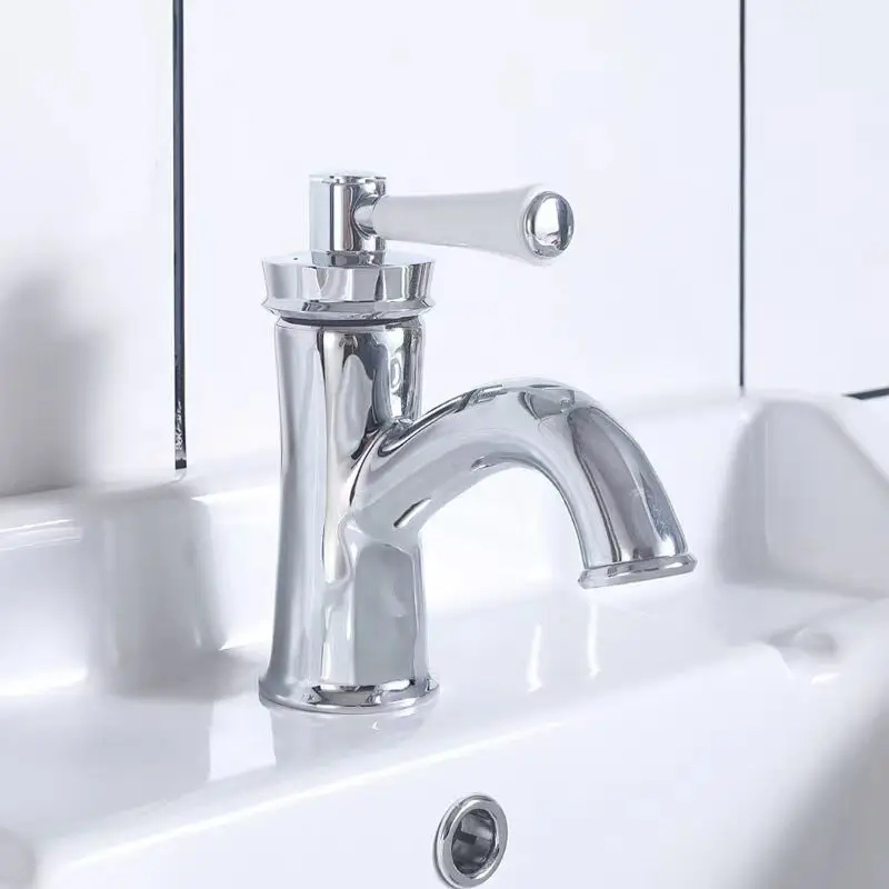 Gold hot and cold single hole all copper ceramic handle faucet