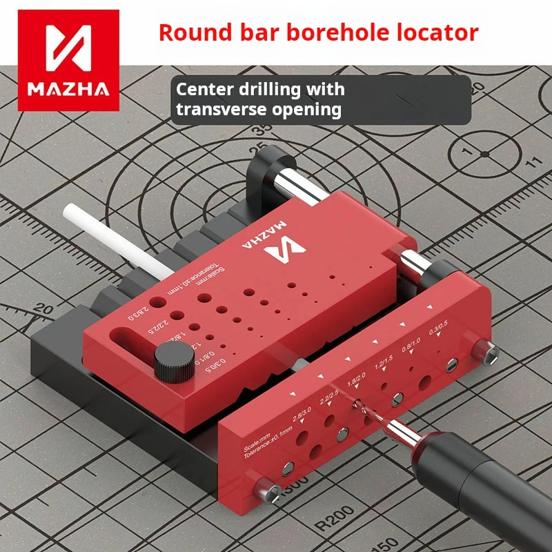 

Round Rod Center Locator Precision Drill Guide Jig Portable Round Bar Drilling Tool for Model Building for Model Building Tool