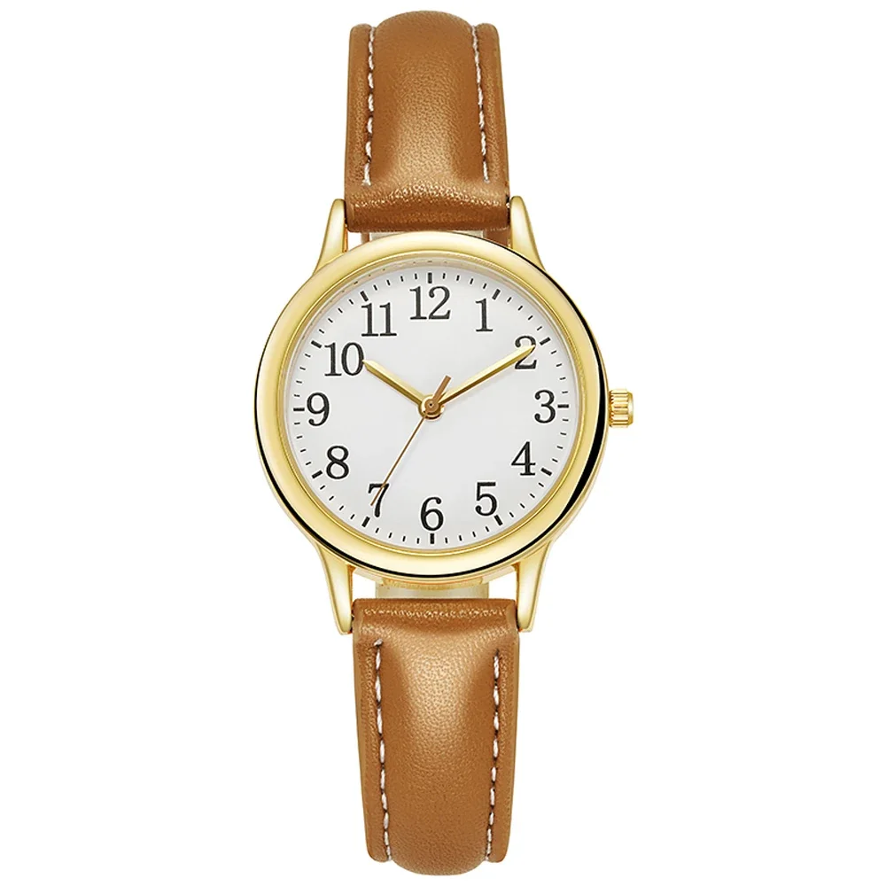 Women Quartz Watch Easy To Read Arabic Numerals Simple Dial PU Leather Strap Lady Candy Color Часы Женские Наручные Watches