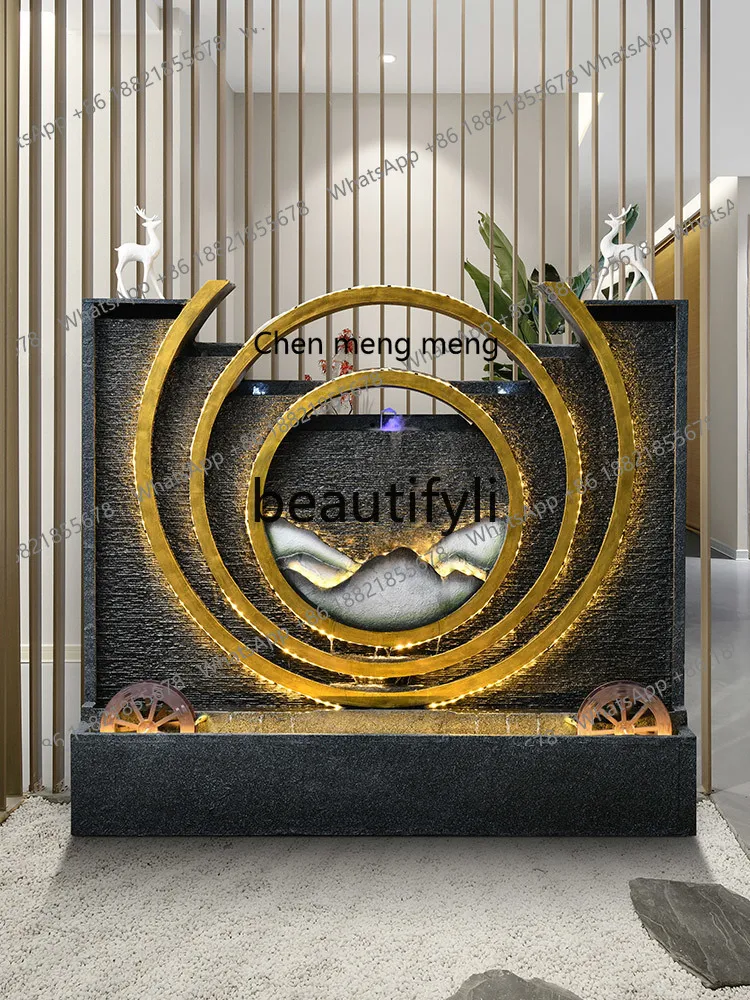 

E5556floor-to-ceiling rockery, flowing water fountain, screen entrance, partition water curtain wall, living room ornament