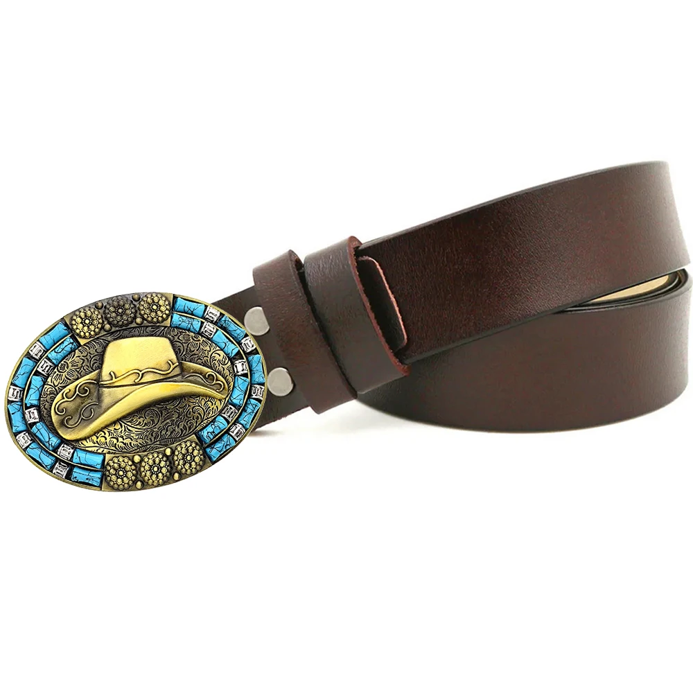 Luxury Brand Genuine Leather Belt For Men Western Cowboys Goth Fashion Apparel Accessory Male Waist Straps