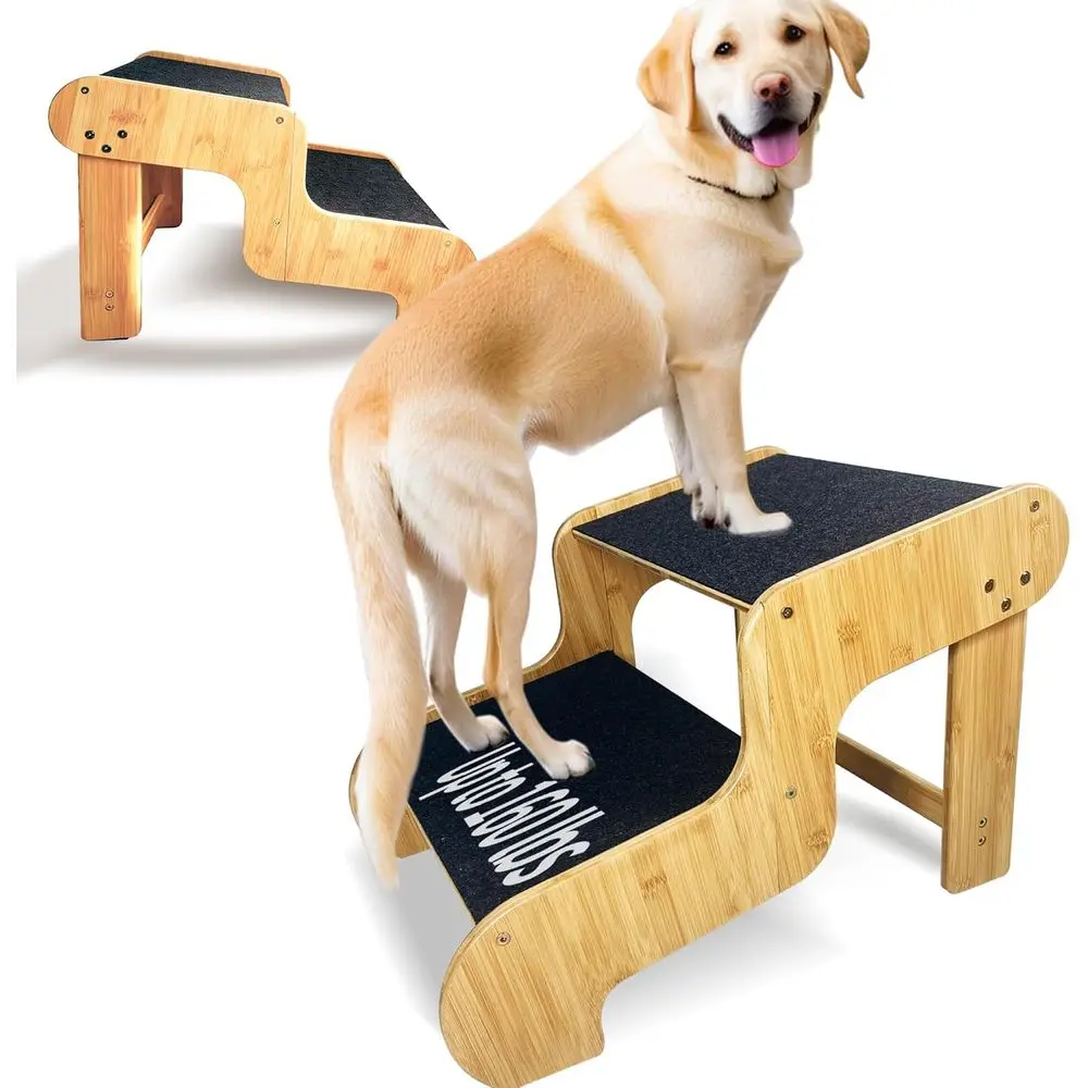 

Extra Wide 2-Step Pet Stairs for Large Dogs, Ideal for Senior Pets up to 160 lbs to Reach High Furniture (16 H)