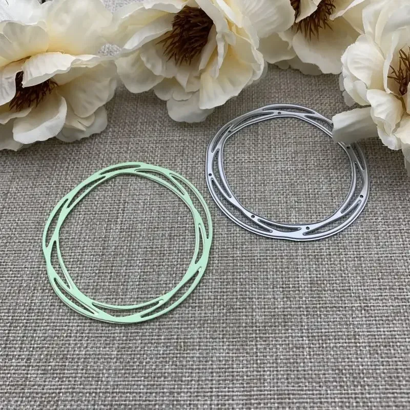 

Металлические вырубные формы в форме круглой рамки для скрапбукинга, декоративного тиснения и рукоделия, шаблон для вырезания