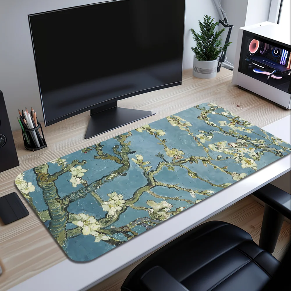 Art Van Gogh The Starry Night Mouse Pad Large Desk Mat Keyboard Ergonomic Office Rubber PC Non-slip Anti-fray Home Custom Best P