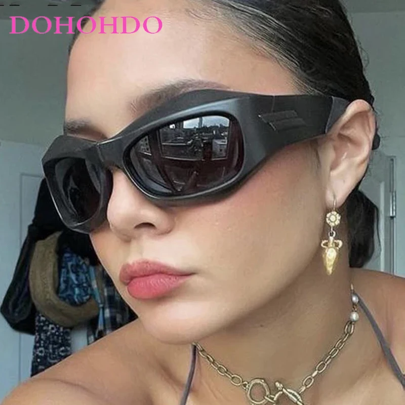 

DOHOHDO New Cyber Y2K Punk Sunglasses Women Men Sports Sun Glasses For Ladies Luxury Brand Steampunk Sliver Eyewear Shades UV400