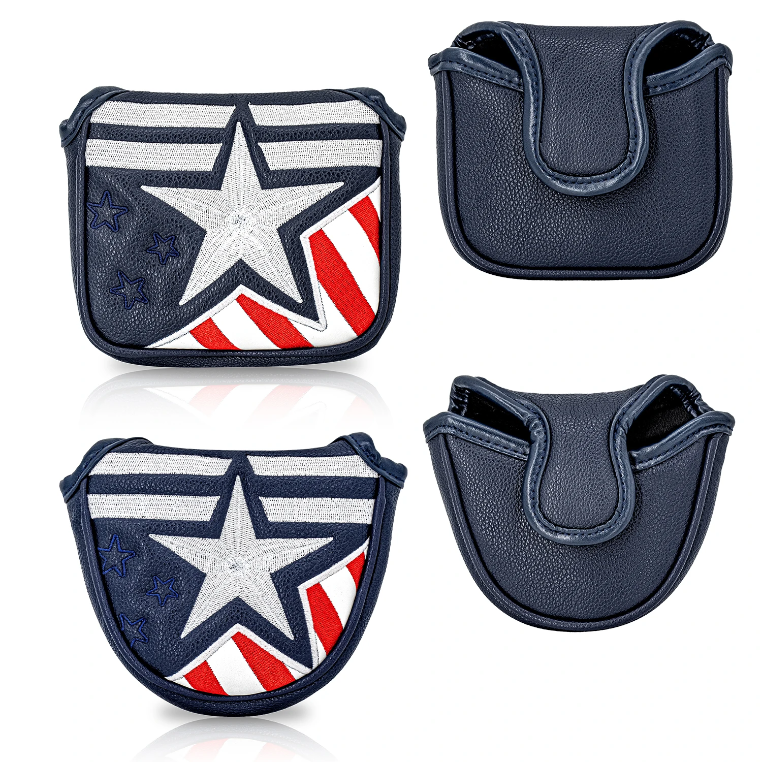 1Pc Stars & Stripes Golf Putter Cover, Magnetic Closure PU Headcover for Blade & Mallet Putter, Golf Accessories for Men & Women