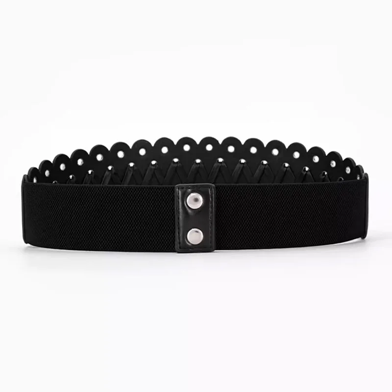 Wide Rivet Corset Belt Women Luxury Brand Punk Gothic Hit Pop Y2K Belt Female Elastic Cummerbund Designer Waistband for Women