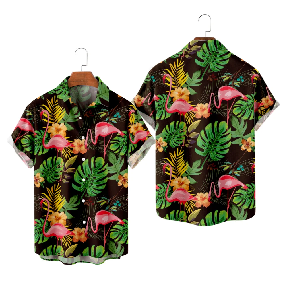 

Мужская гавайская рубашка с принтом фламинго, стильная одежда для отдыха, Y2K Hombre, модная креативная летняя рубашка