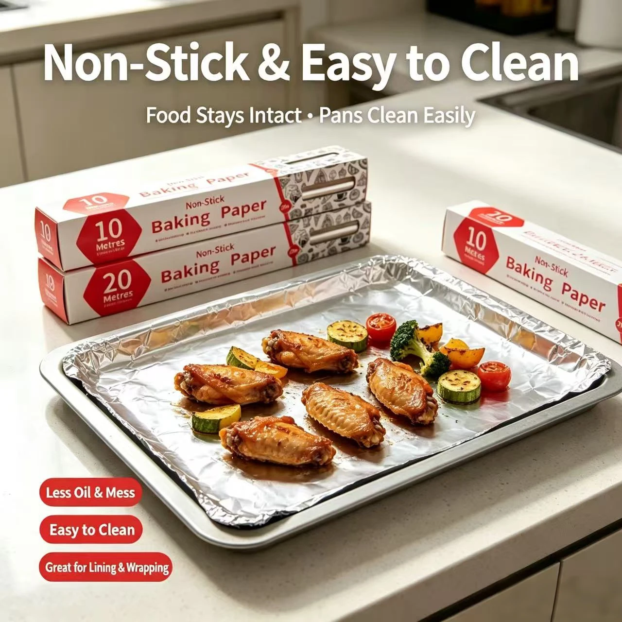 Heavy Duty Food Grade Aluminum Foil Roll for BBQ Baking Air Fryer And Oven Cooking - 10M/20M Optional - No Cutter Needed