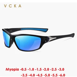 VCKA Motion Myopia Polarized Sunglasses Colorful Lenses Men Women Driving -0.5 to -6.0 Prescription TR90 Glasses UV400 Eyewear
