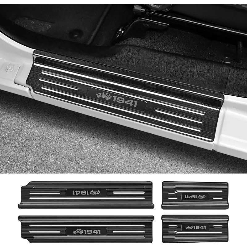 

4PCS Door Sill Protector for Jeep Wrangler JL JLU 2018-2025 & Gladiator JT 2020-2025 Accessories Stainless Steel Front and Rear