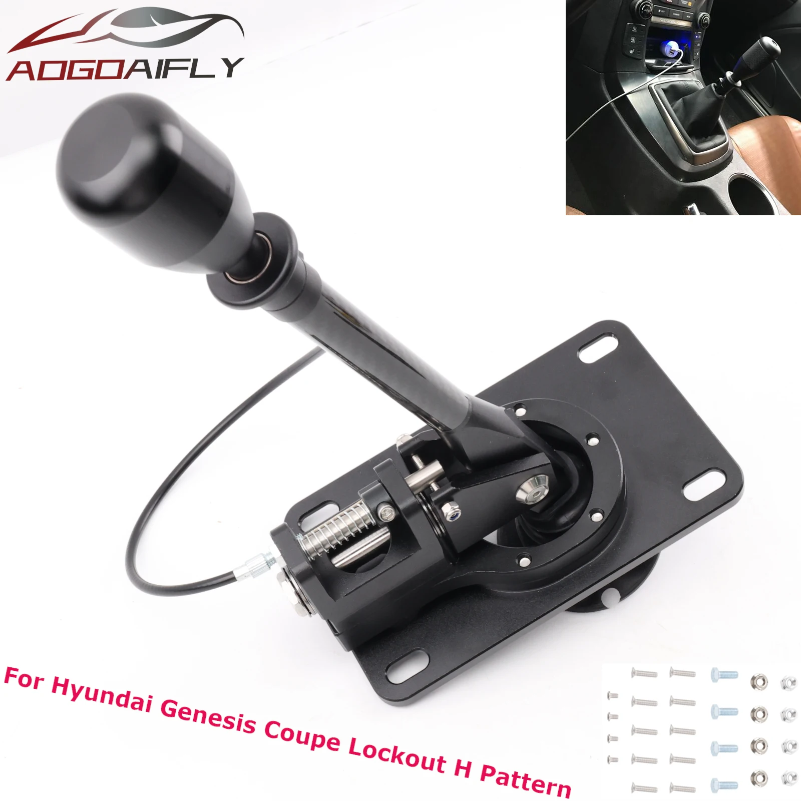 Palanca de cambios corta con bloqueo de reversa de 5/6 velocidades, de aluminio, para Hyundai Genesis Coupe, patrón H