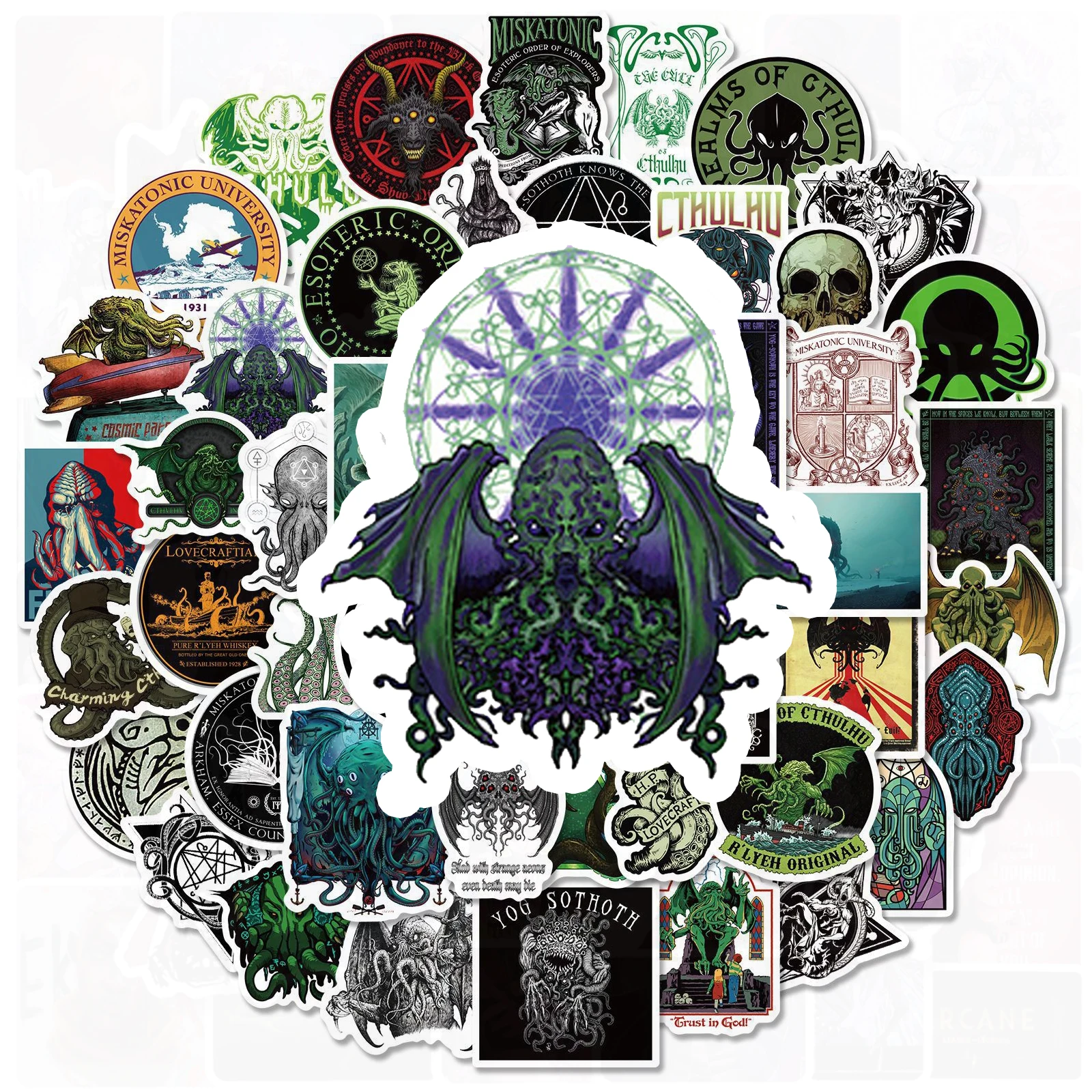 10/50PCS Horror Cthulhu Stickers Suitcase Skateboard Laptop Luggage Phone Fridge Decal Cartoon Mythos Stickers Children Toy Gift