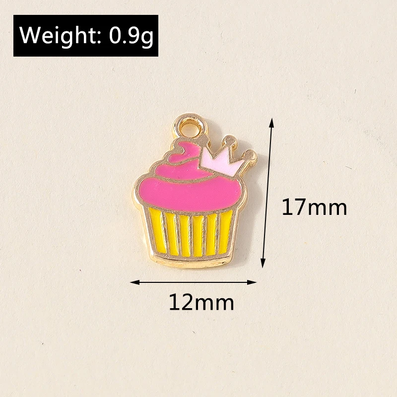Leslie 10 Stück süße Emaille-Lebensmittel-Charms, süßer Mini-Cup-Kuchen-Anhänger für Armband, handgefertigte Schmuckherstellung – Detail 5