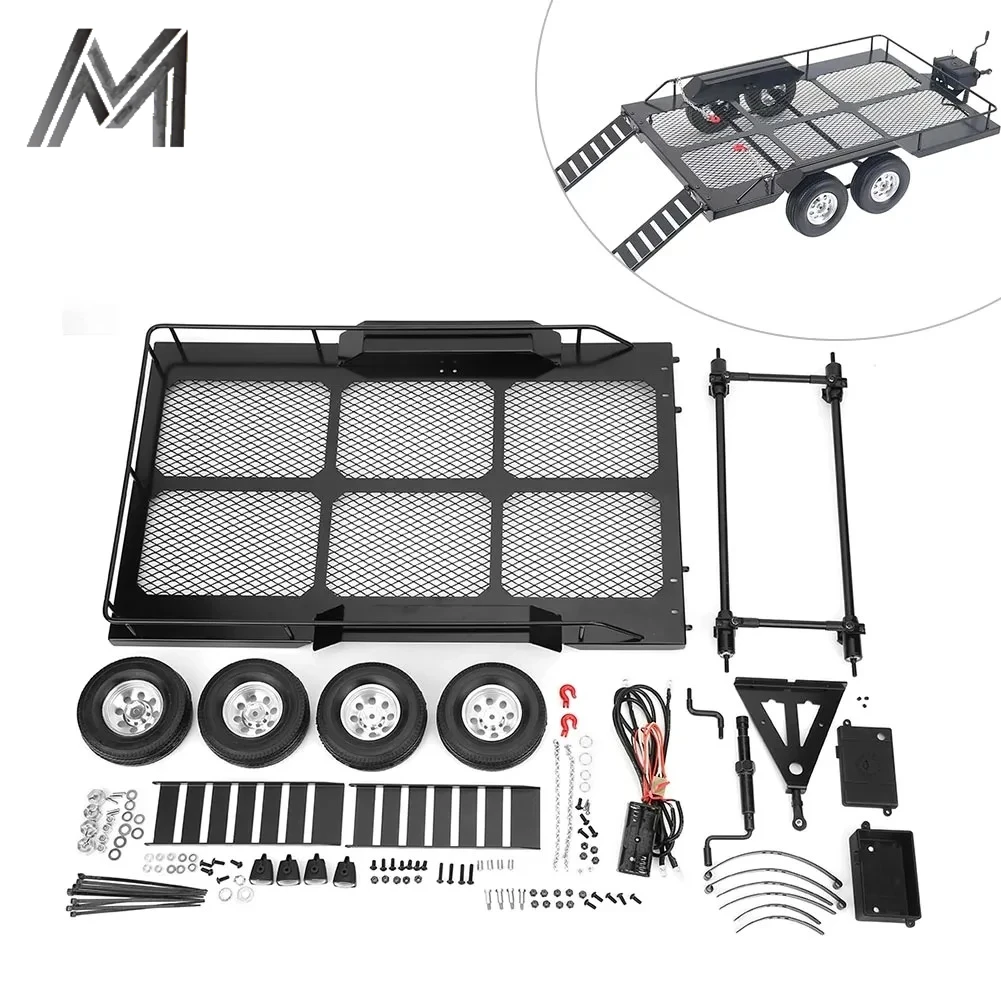 RC4WD 1/10 RC Car RC Accessory RC Trailer RC Trail Car 1/10 Trail Metal Trail Car Trailer Accessory with Four Tires Fit