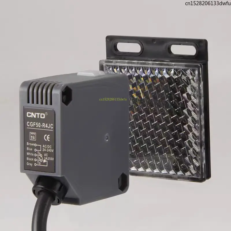 CNTD Mirror Reflection Square Photoelectric Switch CGF50-R4JC Sensor M50 Normally Open+normally Closed 24V