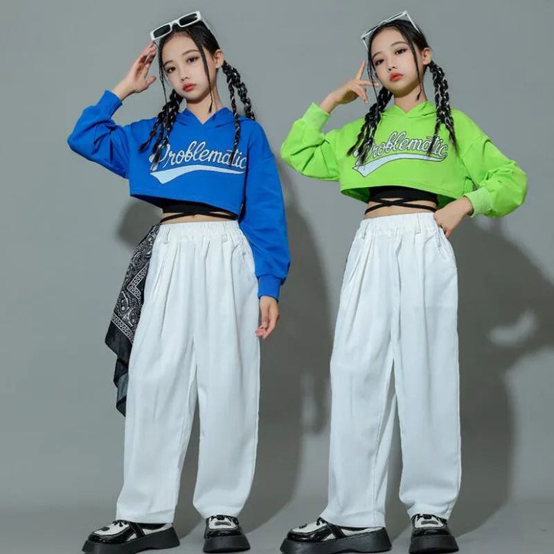 Children Hip Hop Clothing Crop Hoodie Shirt Joggers Cargo Pants Girls Street Dance Streetwear Outfit Kids Jazz Cool Clothes Sets