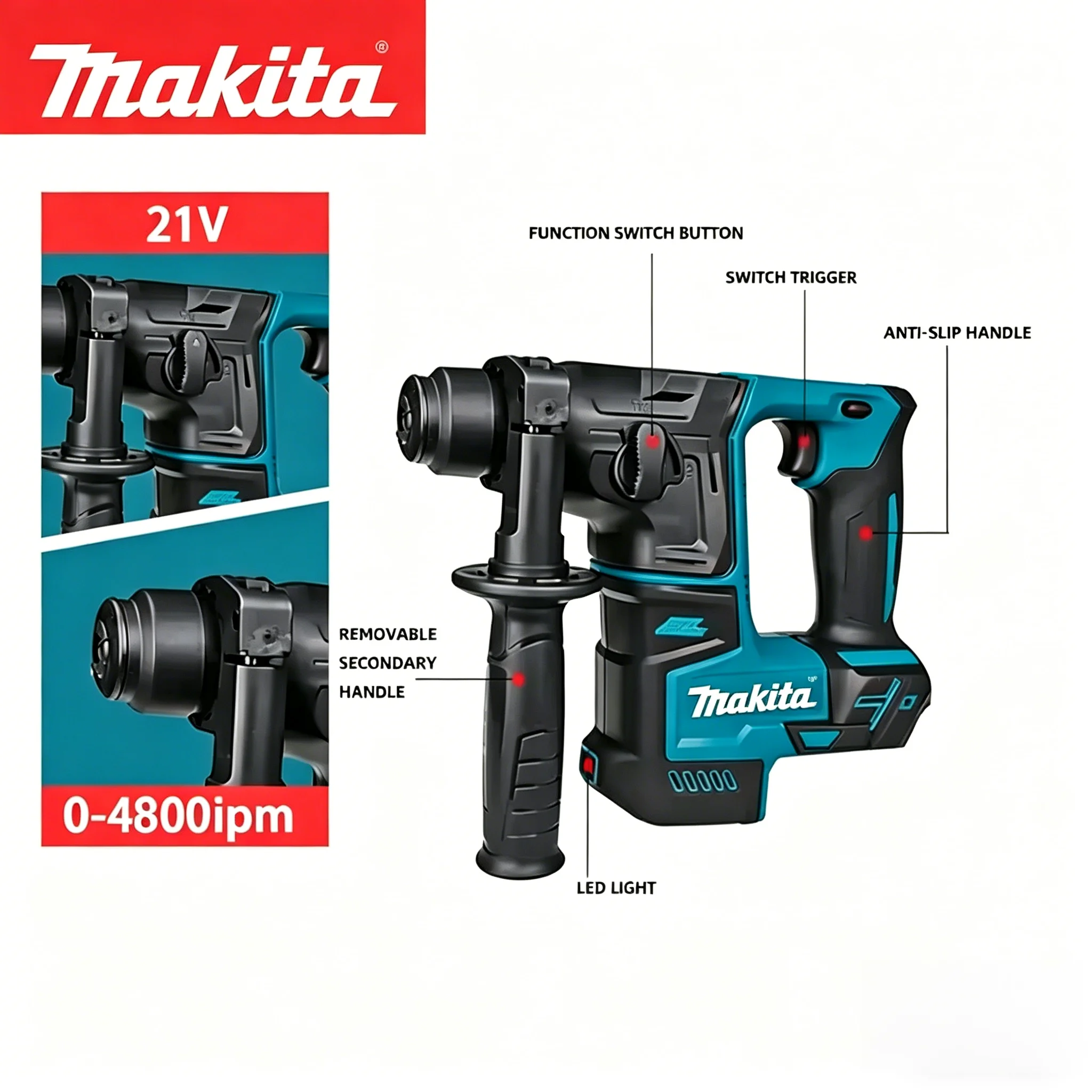 Makita DHR171 Brushless Rechargeable Hammer Drill Lightweight Dual-Purpose Lithium Battery Multi-Functional Impact Drill