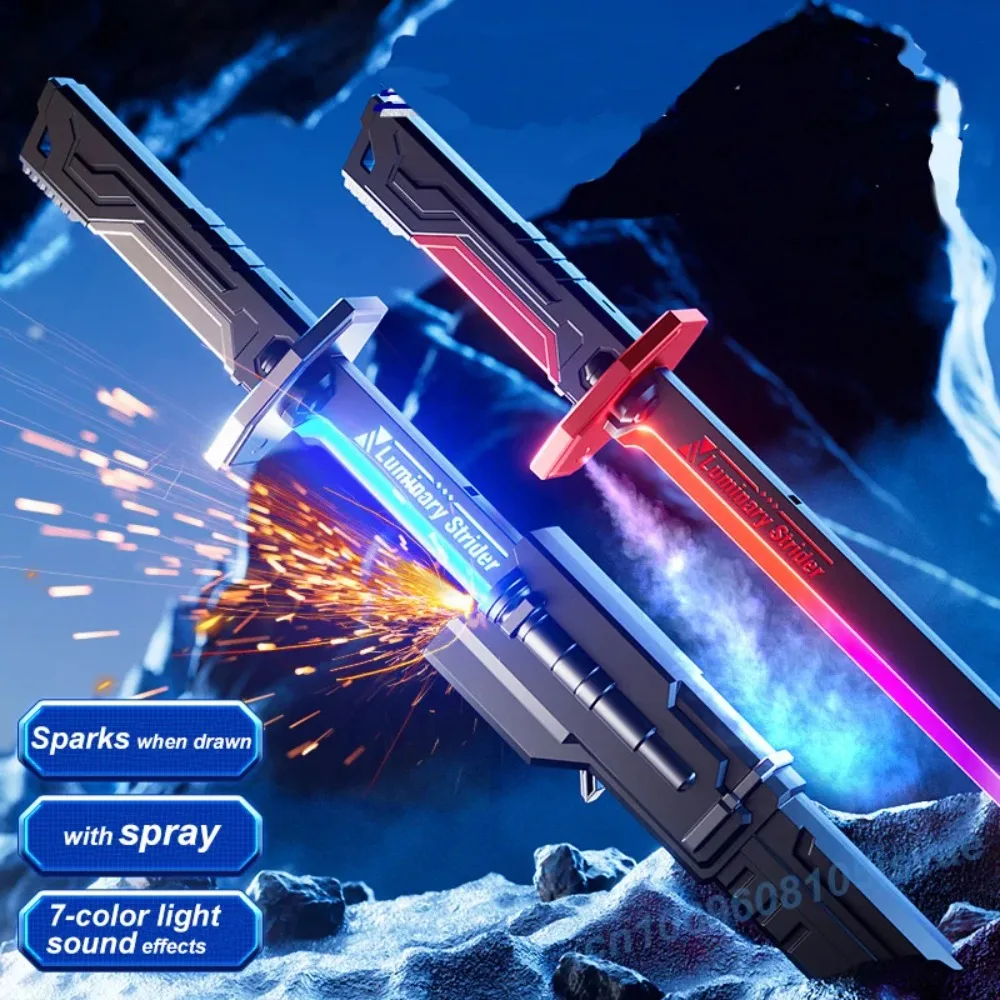 

New Short Light Saber Toys for Children Christmas Gift with Smoke Effect Spark Blade Sword 7 Colors Change Glowing Holiday Props