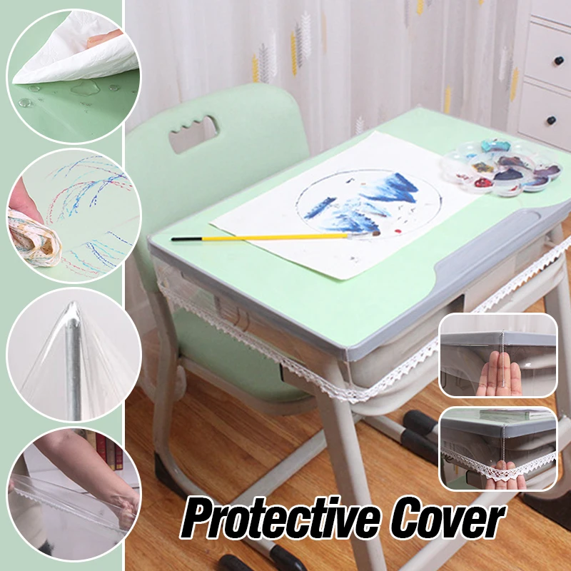 

multi-size ﻿PVC Transparent Student Desk Protect Cover No-rinse Waterproof Oil Resistant Tablecloth Desk Pad Protector