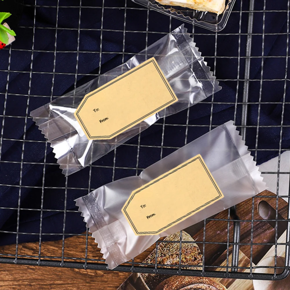 

Writable Gift Tag Stickers Self-Adhesive Decorative Labels for Party Favors and Gifts Kraft Paper Sealing Decals