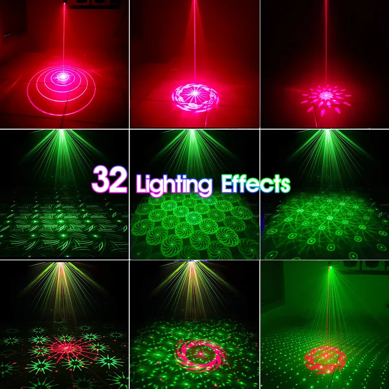 Rechargeable Battery R&G Laser Projector Disco DJ Light 64 Patterns Dance Bar Party Car Effect Christmas Decorate Stage Lamp E01