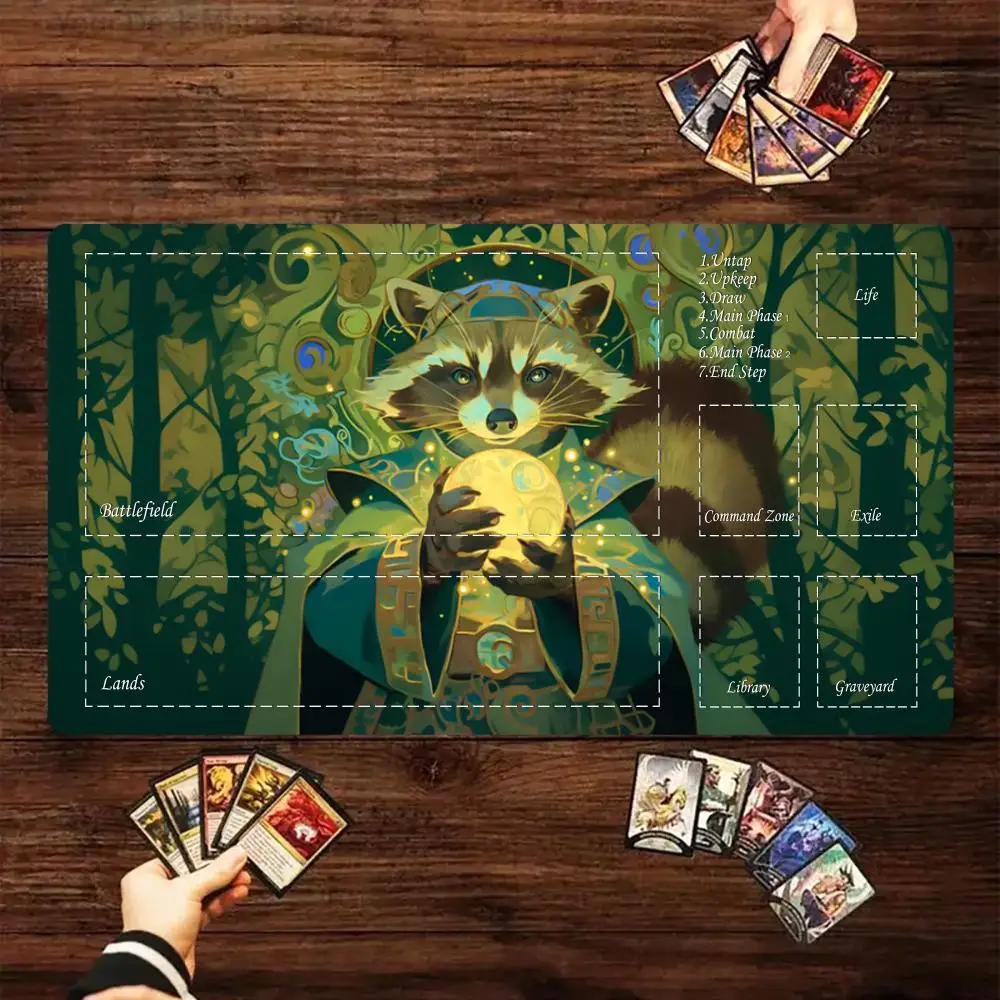 

Magic cards rug with zone mtg playmat Raccoon Messenger anime theme gathering game mat Desk Mat tcg rug Commander Battle playmat