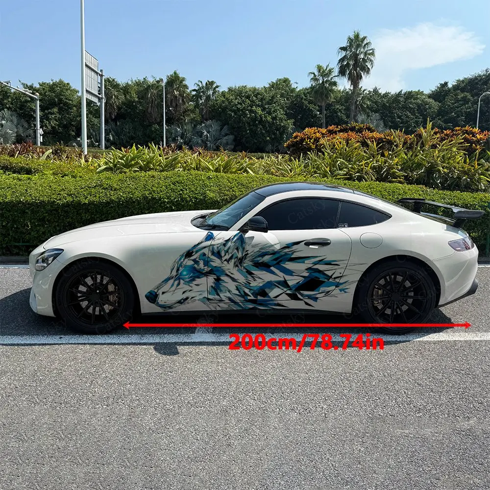 2pcs Tech Wolf Car Sticker Full Body Decal Decoration Scratches Protect Car Sticker Waterproof Car Vinyl Wraps