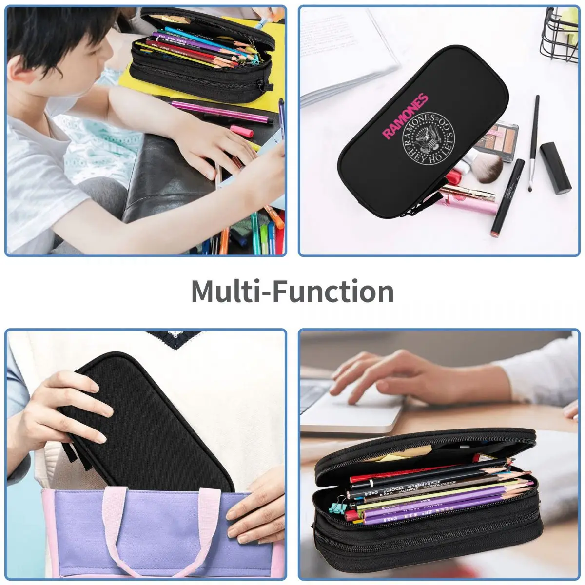 The Ramone Merch Pencil Cases Large Storage Pen Bags Pen Box Pencil Pouch For Boys Girls Students Stationery School Office