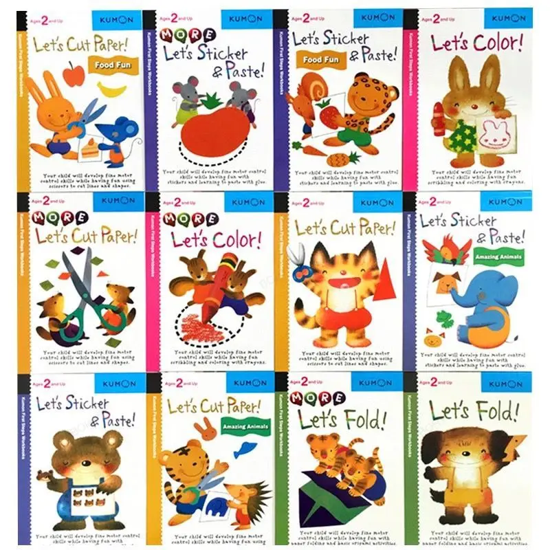 Kumon Let's Cut Paper Official Document Handmade Game Book 12 Books Handmade By Babies Over 2 Years Old