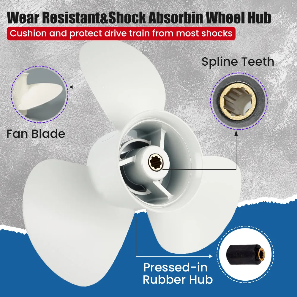 11 3/4x7 Outboard Propeller For Yamaha 9.9hp 15hp 20hp Boat Aluminum Alloy Screw 3 Blade 8 Spline Marine Engine