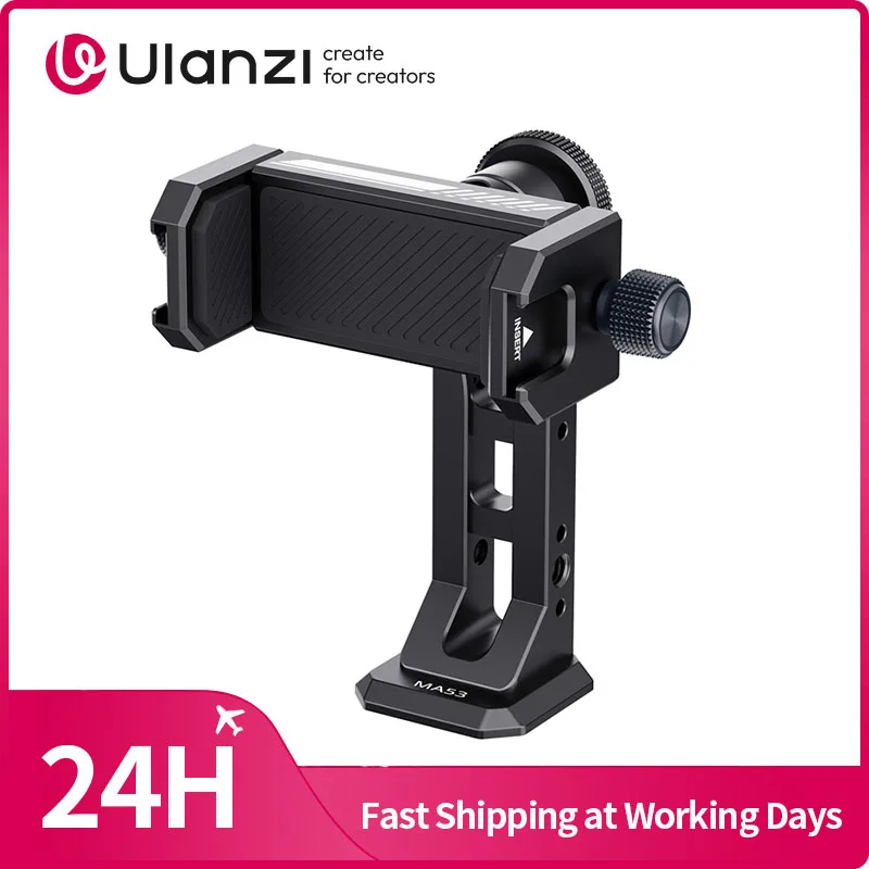 Ulanzi M053 Soporte para teléfono Clip para teléfono Arca SwissUka Soporte para teléfono de liberación rápida con cabeza de bola para fotografía horizontal/vertical